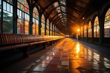 Historical train station: classic architecture, timeless nostalgia., generative IA