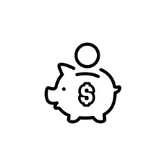piggy bank icon with coin dollar symbol