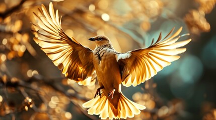a bird with its wings spread in the air