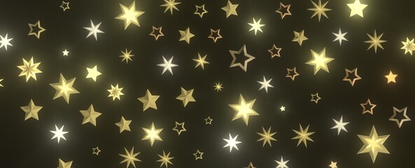 XMAS Stars - Holiday golden decoration, glitter frame isolated -
