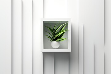 Minimalist White Interior with Potted Plant