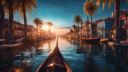 highly intricately detailed photograph of    Summer trip canal moliceiro boat gondola 
