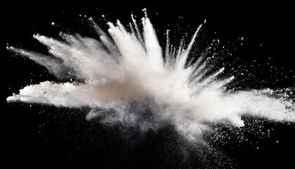 white powder explosion on black background white dust particles splash - obrazy, fototapety, plakaty
