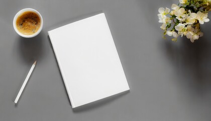 Obraz na płótnie Canvas blank magazine or brochure on white front cover top view as mockup template for your design presentation