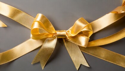 gold ribbon with bow - obrazy, fototapety, plakaty