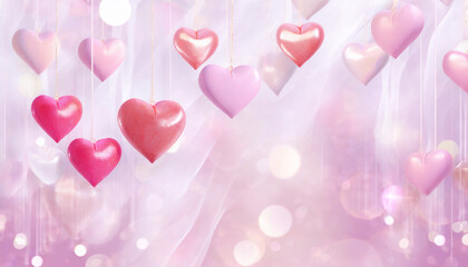 Dzień zakochanych, kocham Cię, różowy wzór serca	 - obrazy, fototapety, plakaty