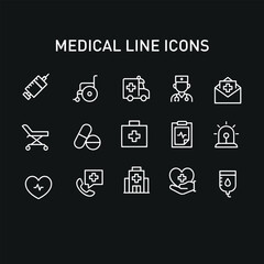 medical line icons vector design set