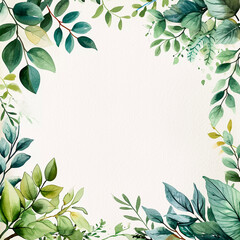 Watercolor botanical frame background, Generative AI