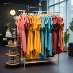 Fashionable Clothing Display in Retail Store