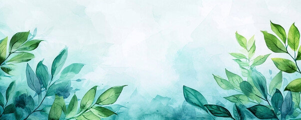 Watercolor botanical frame background, Generative AI