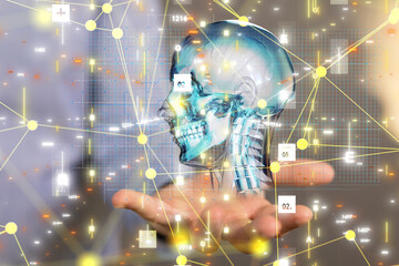 digital medical futuristic interface 3D rendering
