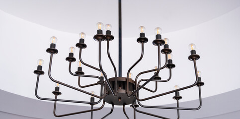 black metal ceiling lamp with lamps