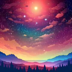 Fototapeta premium the universe is pixelated, with each pixel representing a celestial object. The background is a gradient of cosmic colors, and the repetitive arrangement of pixels forms galaxies, stars