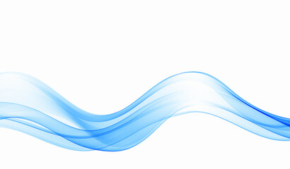 Abstract blue wave background, transparent wavy lines. A wave of blue smoke or liquid.