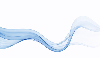 Abstract blue wave background, transparent wavy lines. A wave of blue smoke or liquid.