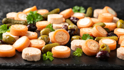 Smoked Salmon Pate Canapes with cream cheese and herbs