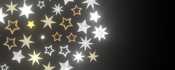 Plummeting Christmas Sparkles: Captivating 3D Illustration of Descending Holiday Star Glitters