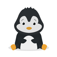 Vector penguin. Cute animal character. Minimal cartoon design. Sutable for apps and animation.