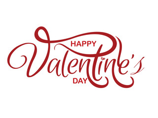 Happy Valentines Day Hand Drawn Illustration Typography in Red for Poster Banner Vector