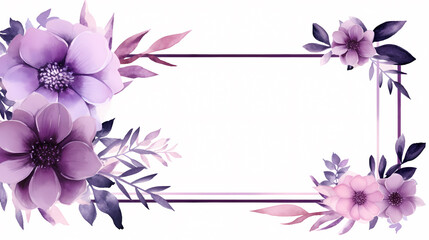 Fototapeta premium Floral frame with watercolor flowers, decorative flower background pattern, watercolor floral border background