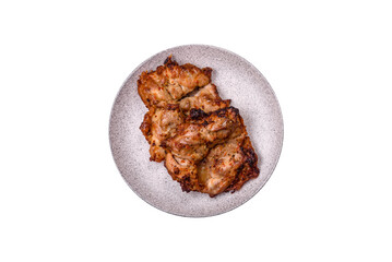 Delicious fresh crispy chicken grilled with salt, spices and herbs