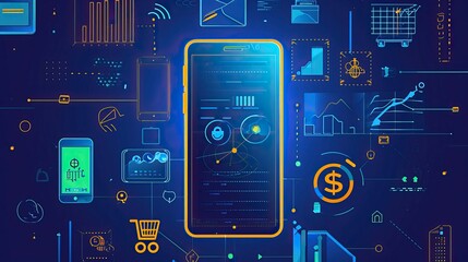 Mobile Banking and Finance Management Application Interface with Digital Elements