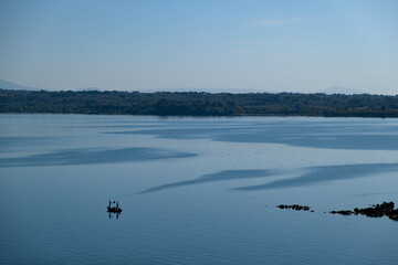 Landscape of Bolsena volcanic lake in Italy