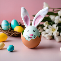 Easter Celebration: Bunny Ears on an Easter Egg
