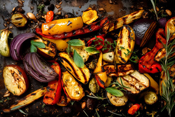 Rustic Roasted Vegetable Medley Delight created with Generative AI technology