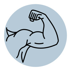 Biceps icon. Symbol of strength, health or bodybuilding. Pictogram of sport, tone or athlete.