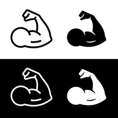 Biceps icon. Symbol of strength, health or bodybuilding. Pictogram of sport, tone or athlete. - obrazy, fototapety, plakaty