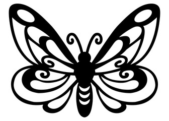 Butterfly outline, simple draw, vector illustration isolated on white background
