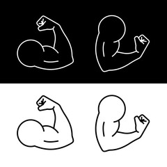 Biceps icon. Symbol of strength, health or bodybuilding. Pictogram of sport, tone or athlete.