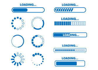loading bar icon set, progress ui for app web, simple design flat style vector illustration isolated 