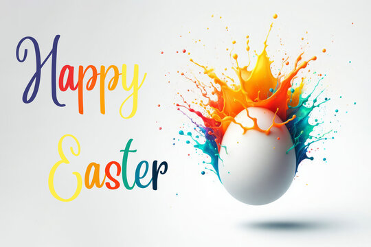 Happy Easter Card, Easter Greeting Card, Easter Egg Painting Splash Design