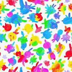 Fototapeta na wymiar Children's drawing. Abstract seamless pattern. AI generated.