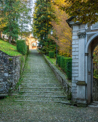 Scenic late afternoon sight in Orta San Giulio during fall season. Province of Novara, Piedmont, Italy.