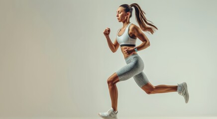  women  healthy looks, wearing run fitness , face smile and feel good, shooting natural lighting