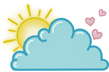 Day cloud of love for Valentines Day illustration in blue and pink