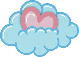 Day cloud of love for Valentines Day illustration in blue and pink
