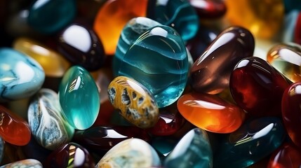 A representation of valuable gemstones in macro form