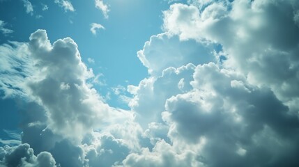 blue sky with cotton like white clouds, pillows, sheep, air, haven
