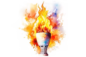Fire watercolor. Generation ai