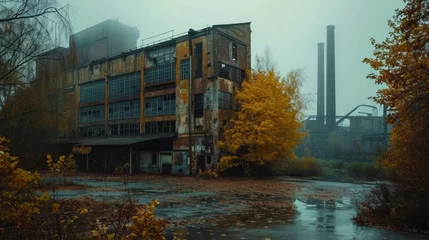 Foto op Plexiglas Abandoned Industrial Structures in Urban Landscapes © Artem
