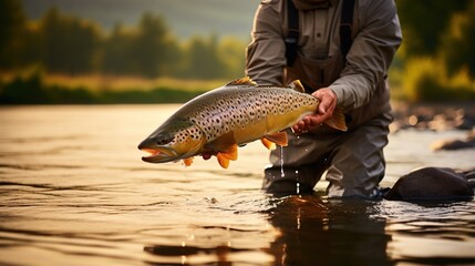 Obraz premium Fly fishing in the river