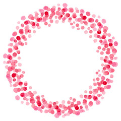 Watercolor frame with abstract various pink dots on a white background. For invitations, greeting, Valentines Day etc.