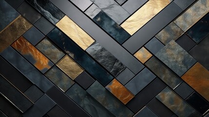 Abstract Geometric Background with Marble Mosaic Inlay AI Generated