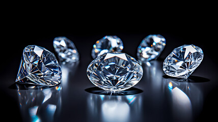 Diamonds on a Black Background to create a luxury concept