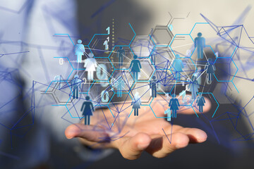 Abstract technology group and data 3d - neural network exposure digital