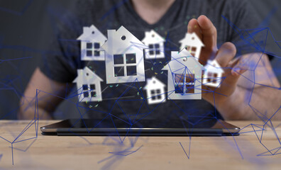 iot home Telecommunication network and wireless mobile internet - neural network exposure digital